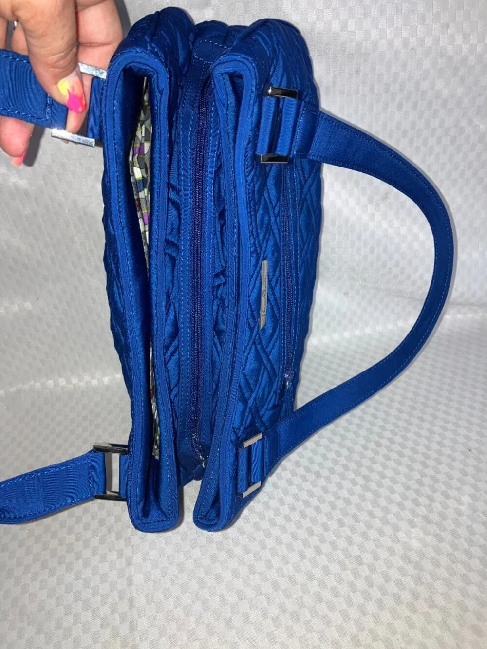 Vera Bradley Shoulder Bag Women Blue Emily Satchel Cobalt Purse Travel Handbag